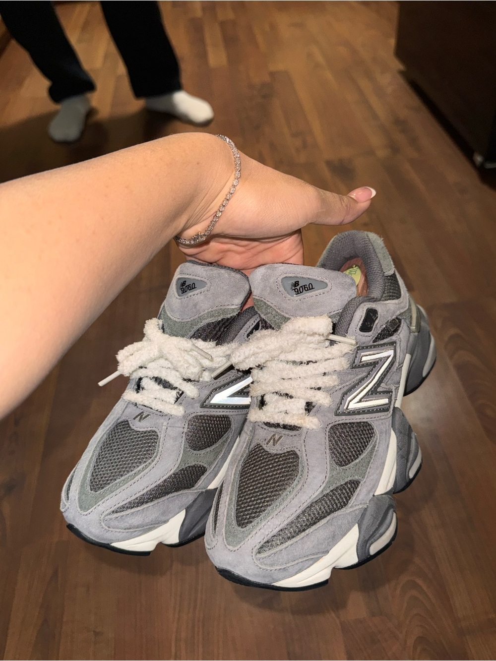 New Balance Women's Gray Suede & Mesh Chunky Sneakers